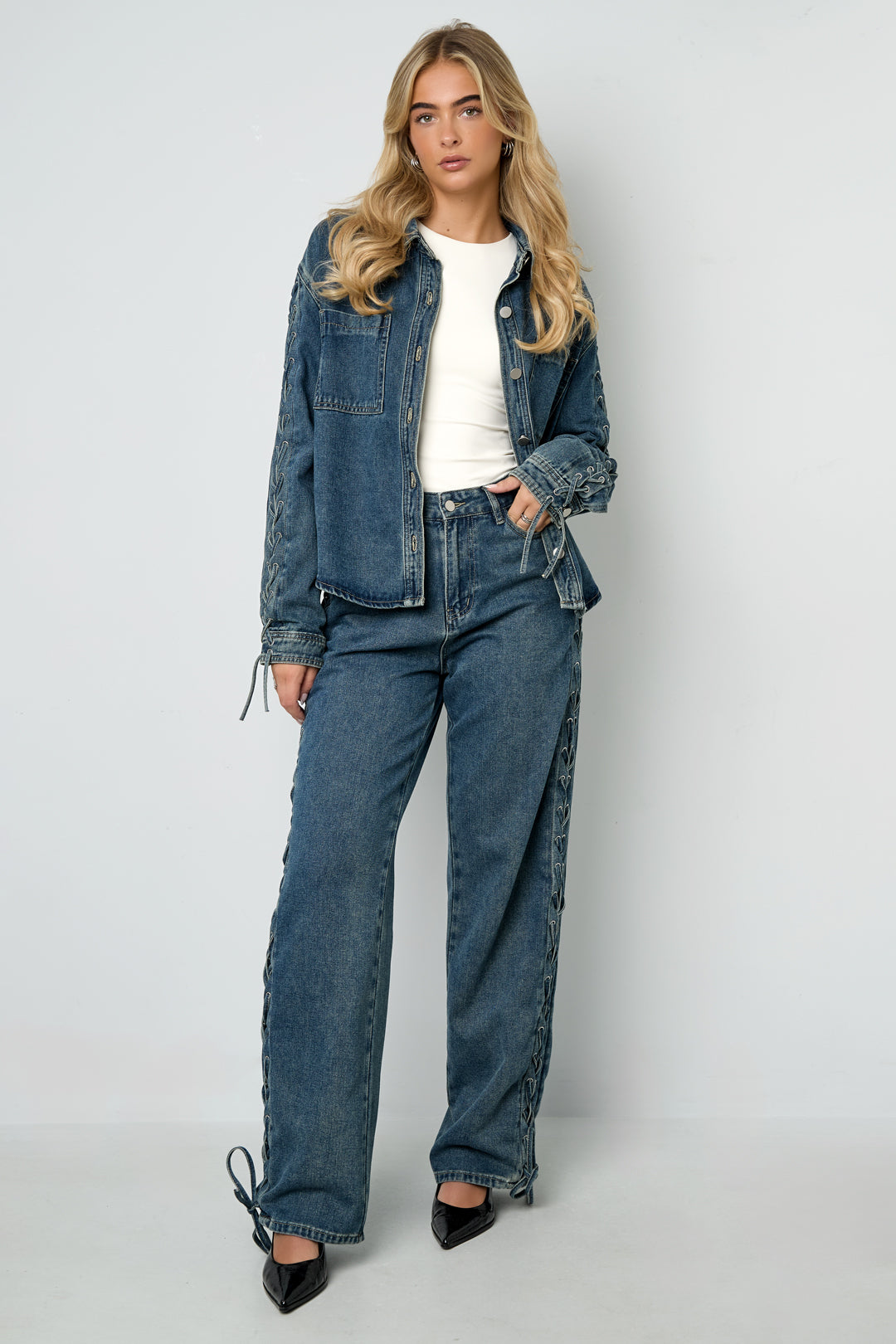 Geweven Katoen Vrouwen Jeansjack Casual Met Sluiting