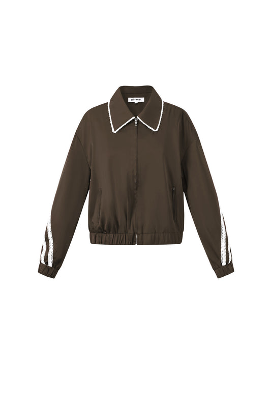 Geweven Polyestervezel Vrouwen Jas Sportief Kleurcontrast 2-delige Set