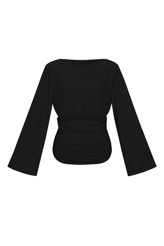 Geweven Polyestervezel Vrouwen Lange Mouwen Top Elegant Solide Kleur Herfst/Winter